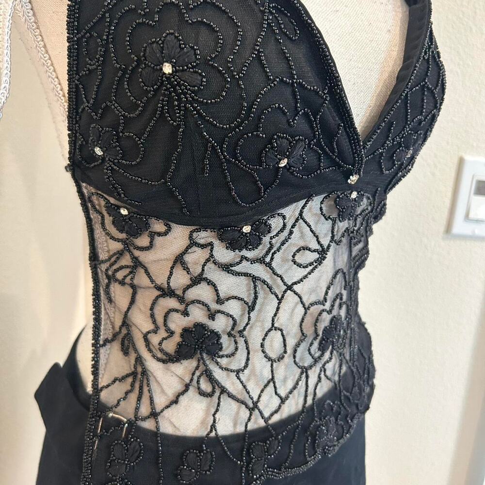 GI and JO black beaded halter top